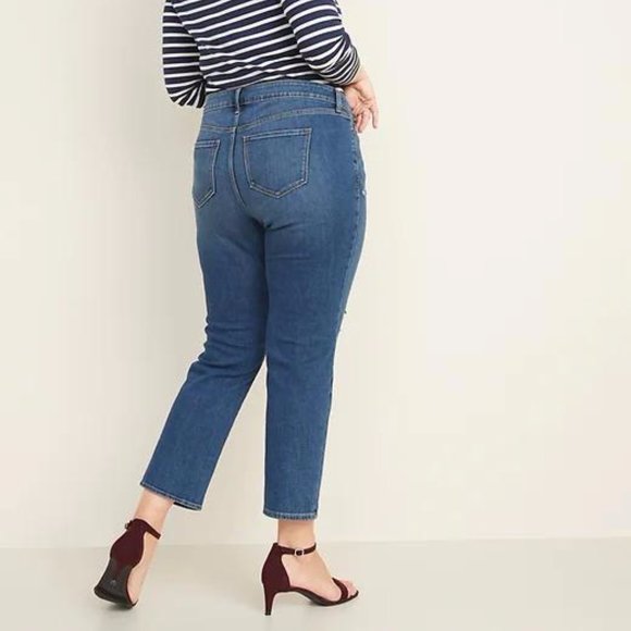 New Mid-Rise Power Slim Straight Distressed Jeans - Picture 2 of 6